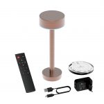 tafellamp oplaadbaar antique copper met oplader en afstandbediening van dorsetto 