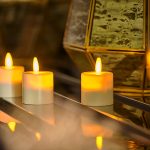 3 dorsetto waxinelichtjes met sfeervolle achtergrond 