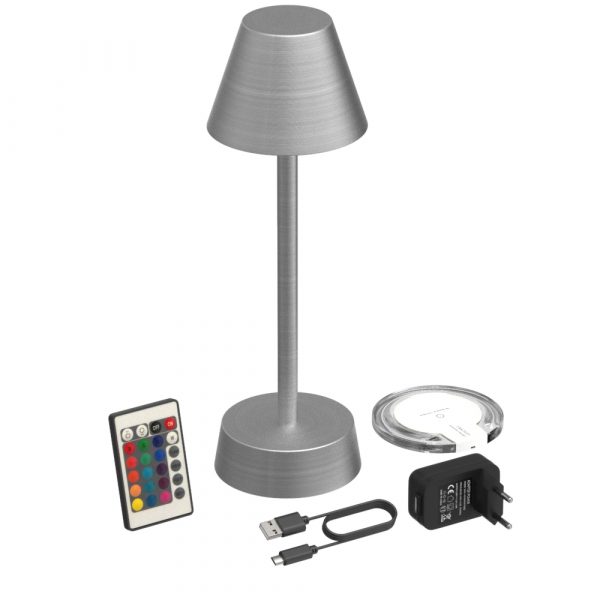 tafel lamp van dorsetto in het grijs met oplader en afstandbediening 