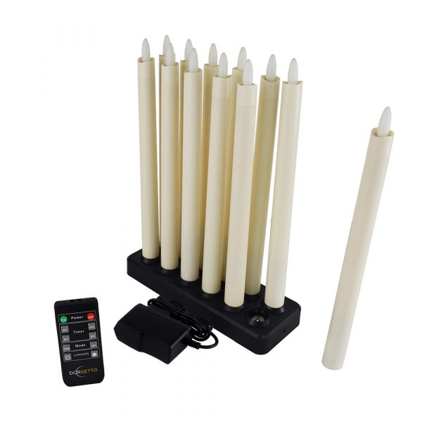 Oplaadbare LED dinerkaars 270mm 130 uur warm wit 12 stuks met afstandsbediening