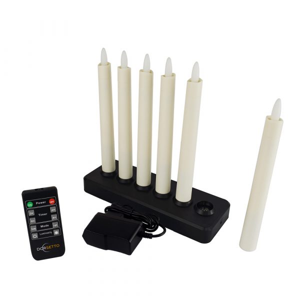 Oplaadbare LED dinerkaars 270mm 130 uur warm wit 6 stuks met afstandsbediening