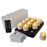 Oplaadbare LED waxine/theelichtjes 105 uur warm wit (12 stuks met afstandsbediening)
