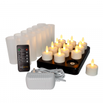 Oplaadbare LED waxine/theelichtjes 105 uur warm wit (12 stuks met afstandsbediening)