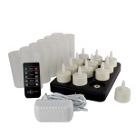 Oplaadbare LED waxine/theelichtjes 105 uur warm wit (12 stuks met afstandsbediening)