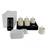 Oplaadbare LED waxine/theelichtjes 105 uur warm wit (6 stuks met afstandsbediening)