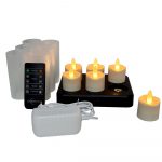 Oplaadbare LED waxine/theelichtjes 105 uur warm wit (6 stuks met afstandsbediening)
