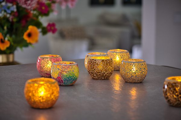 Waxinelichthouder Mozaïek verschillende kleuren -DORSETTO