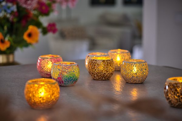 Waxinelichthouder Mozaïek verschillende kleuren -DORSETTO