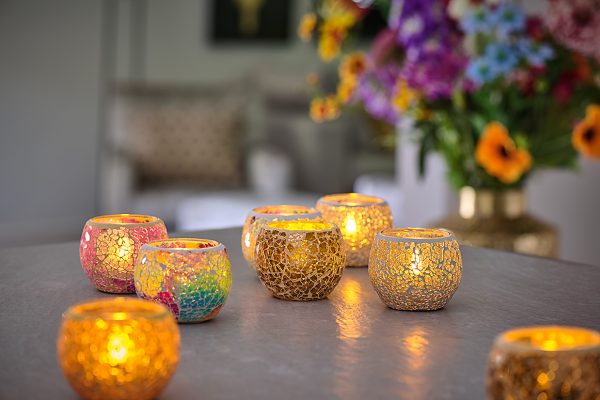 Waxinelichthouder Mozaïek verschillende kleuren -DORSETTO