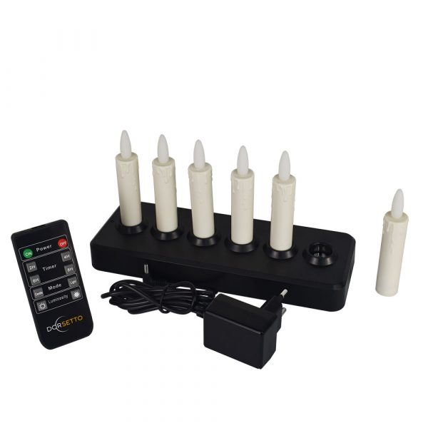 LED dinerkaars oplaadbaar 97mm 130 uur warm wit 6 stuks met afstandsbediening