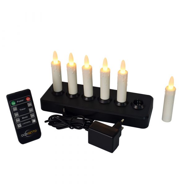 LED dinerkaars oplaadbaar 97mm 130 uur warm wit 6 stuks met afstandsbediening