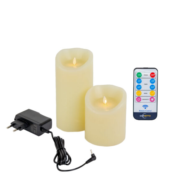 LED wax kaarsen set 2 maten warm wit oplaadbaar DORSETTO