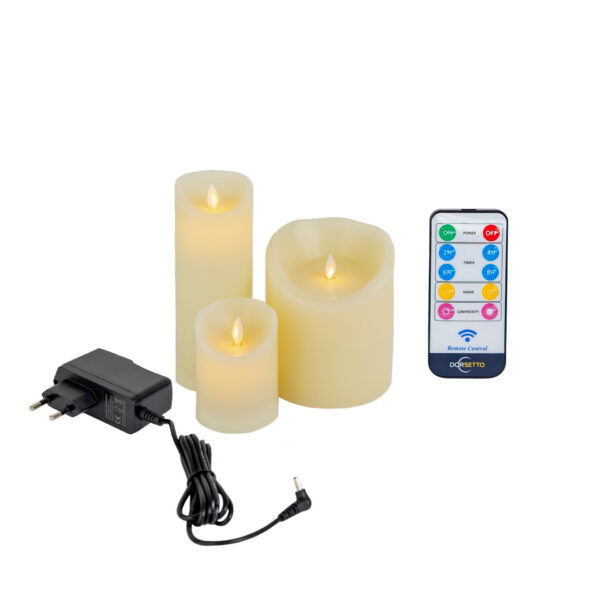LED wax kaarsen set 3 kaarsen warm wit oplaadbaar DORSETTO