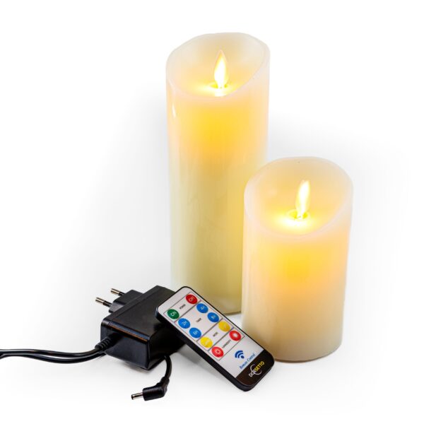 Oplaadbare LED wax kaarsen set van 2 DORSETTO