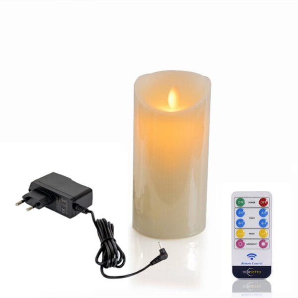 LED wax kaars DORSETTO D 7,5 X 15 CM oplaadbaar warm wit met afstandsbediening