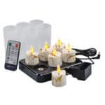 6 waxine lichtjes met een afstandsbediening en met een laad kabel en oplaatstation
